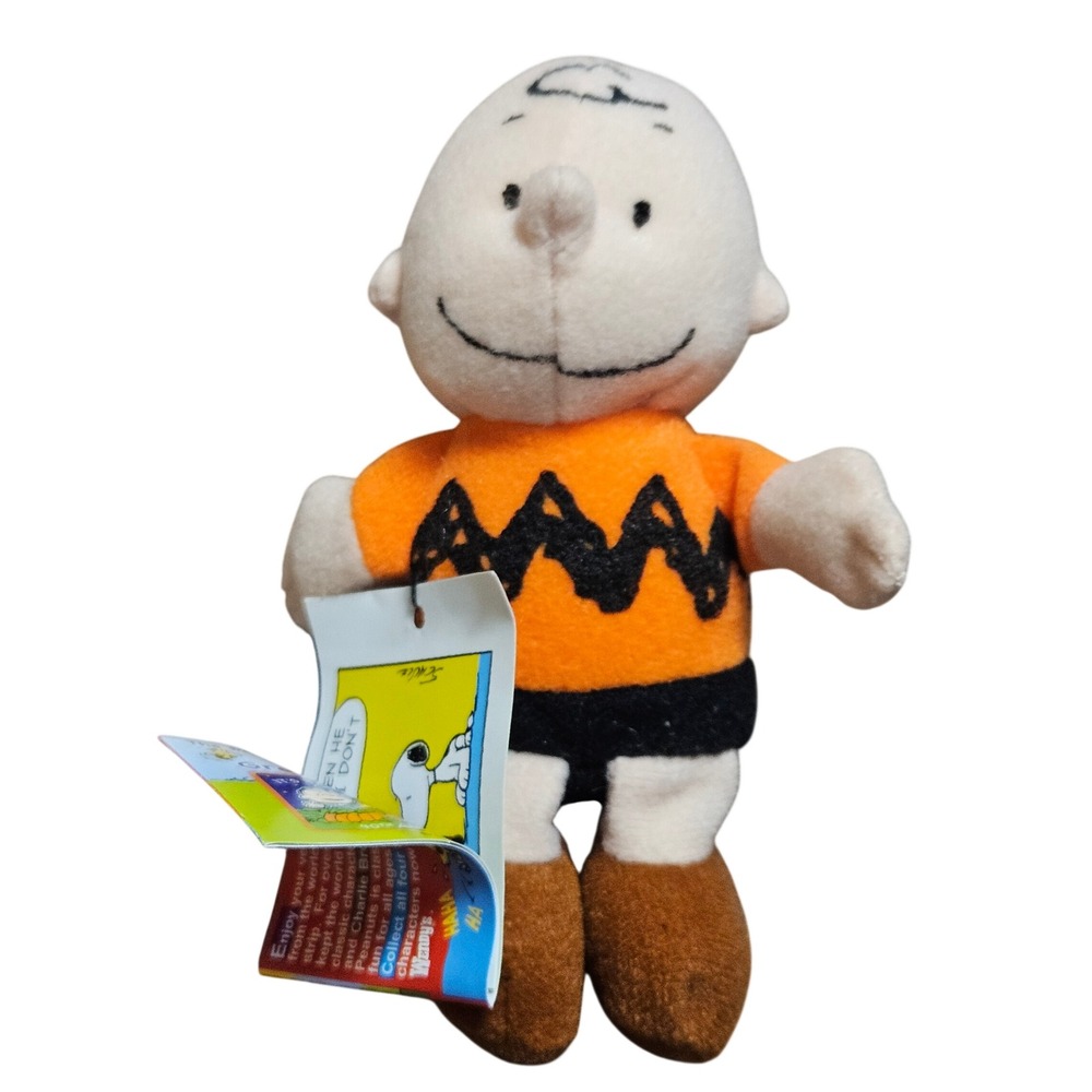 Vintage‎ Peanuts Charlie Brown Plush Toy Orange Shirt Wendy's Collectible NWT